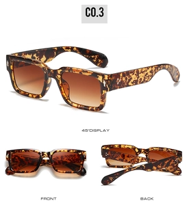 Trois angles de vue des lunettes de soleil carrées vintage en écaille avec dégradé brun