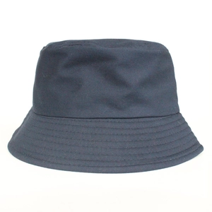 Detail of black cotton bucket hat showing high-quality stitching and durable fabric