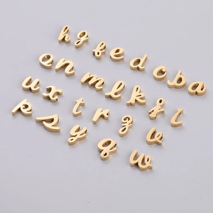 Polished gold stainless steel A-Z lowercase alphabet charms for DIY jewelry making