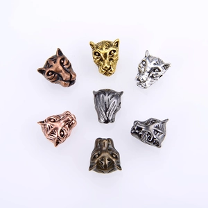 Zinc alloy tiger head spacer beads in multiple metallic colors for DIY jewelry making