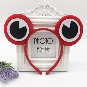 Red plush cartoon frog headband with large eyes for children festival role play