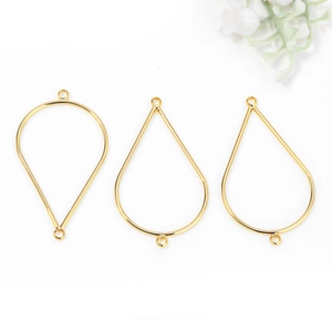 Golden teardrop metal jewelry charms with dual loops for DIY necklace making