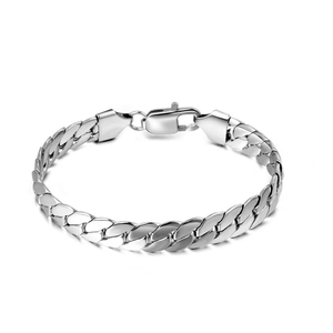 Men Stainless Steel Cuban Link Bracelet Simple High Polish Geometric Chain Jewelry With Lobster Clasp Unisex Fashion