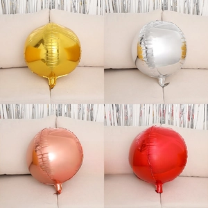 Detailed grid showing 4D round aluminum foil balloons in gold, silver, red and rose gold