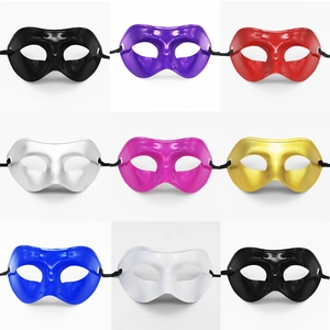 Half Face Masquerade Mask Plastic Painted Metallic Finish For Halloween Party Ball Carnival Costume Performance Accessory