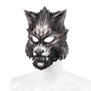 Realistic gray wolf EVA foam half-face mask for Halloween party and masquerade costumes