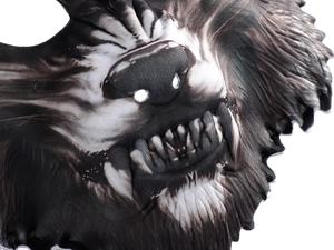 Detailed close-up of realistic wolf print on breathable EVA fabric for Halloween masks