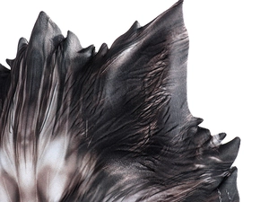 Detailed close-up of the realistic bionic fur texture and mesh fabric on this wolf mask