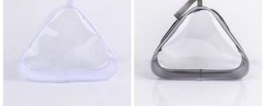 Triangle clear PVC travel bags with zipper handles in white and grey trim options