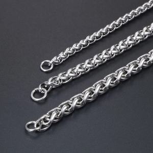 Three men's stainless steel dragon bone necklaces in silver with ring clasps
