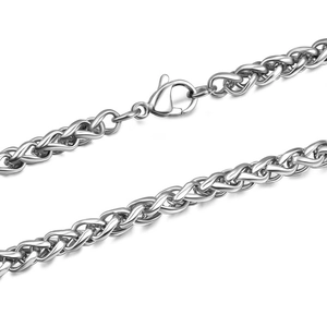 Men's stainless steel dragon bone chain necklace with lobster clasp on white background