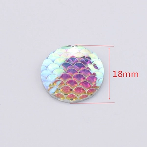 18mm round fish scale resin flatback cabochons with iridescent AB color finish for DIY