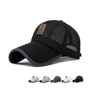 Breathable Mesh Baseball Cap Extended Brim Outdoor Sun Protection Summer Sports Adjustable Trucker Hat Unisex