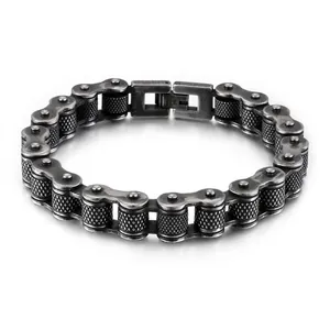 Mens 316L Stainless Steel Bike Chain Bracelet Industrial Punk Motorcycle Style Jewelry Wristband