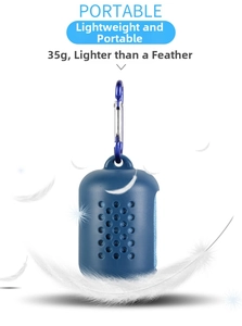 Lightweight 35g portable microfiber towel case in dark blue with carabiner hook