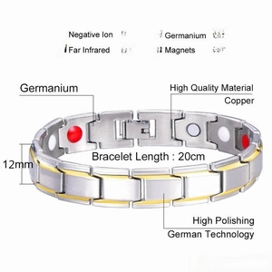 Detail of 12mm dual-tone copper therapy bracelet with magnets and infrared elements