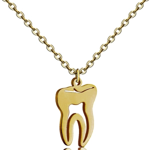 Collier Pendentif Dent en Acier Inoxydable Bijoux Anatomiques Minimalistes Évidés pour Dentiste Graduation Homme Femme Cadeau