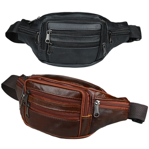 Marsupio Uomo Vera Pelle Tasche Multiple Impermeabile Sport All'aperto Corsa Borsa Da Cintura Casual Crossbody