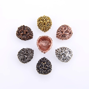 Lion head beads in gold, silver and bronze zinc alloy for DIY jewelry making kits