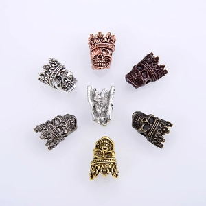 DIY retro alloy crown skull beads set in multiple electroplated metallic finishes