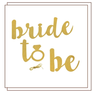 Glittering gold bride to be banner with hanging string for bridal shower parties