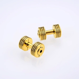 Polished golden dumbbell-shaped beaded charms for DIY jewelry making and fashion accessories