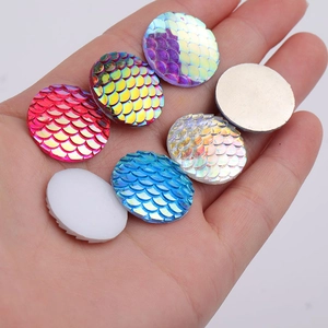 20mm colorful AB resin fish scale charms for DIY jewelry making held in palm