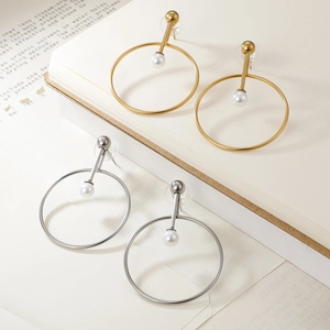 Elegant gold and silver matchstick pearl hoop earrings for a stylish minimalist look