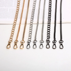 Fashionable metal chain shoulder straps in gold, silver and black for women's bags