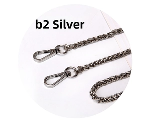 Detailed view of b2 silver metal chain strap for women handbags with lobster clasps