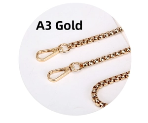 Detailed view of polished gold metal box chain strap with high-quality lobster clasps