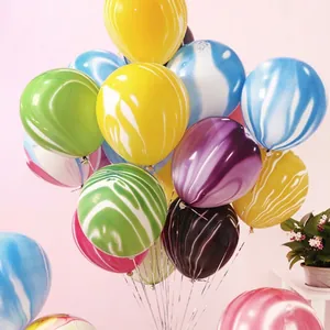 Colorful 10-inch thick agate marble latex balloons for birthday and wedding party decor