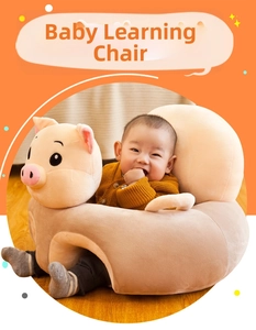 Detail of pink pig infant support sofa with plush backrest and safety leg openings