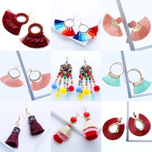 Pendientes Bohemios Con Borlas Aleación Cristal Flecos Étnicos Joyería Declaración Para Mujeres Estilo Vintage
