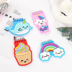 Cute Cartoon Mini Spiral Notebook PVC Cover Portable Pocket Notepad For Students Kids Unicorn Whale Cupcake Rainbow Designs