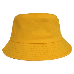 Detailed close-up showing the precise stitching and cotton texture of a yellow bucket hat