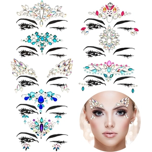 Detailed assortment of face rhinestone stickers and facial gem tattoo sets for creative makeup