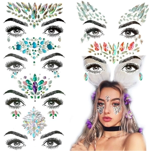 Detailed view of assorted crystal face jewels and rhinestones for festival makeup