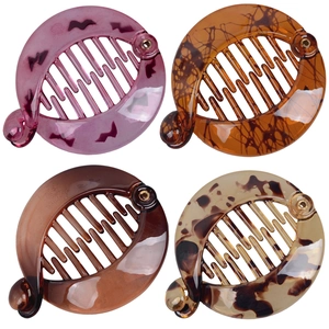 Set of four stylish banana hair clips in tortoiseshell and leopard patterns for women
