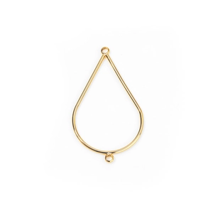 Golden teardrop metal pendant connector with double loops for DIY jewelry making