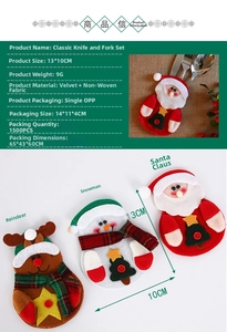 Detailed view of Christmas cutlery holders featuring Santa, Snowman, and Reindeer designs