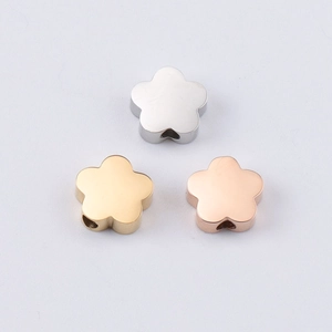 Stainless Steel Flower Beads For DIY Jewelry Making Accessories Polished Small Hole Metal Beads Floral Style