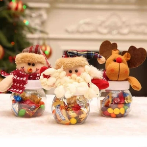 Barattolo di Caramelle Natalizie Babbo Natale Pupazzo di Neve Renna Scatola Regalo in Plastica Trasparente Decorazione Festa