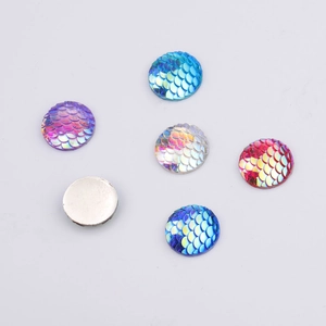 18mm round mermaid fish scale resin cabochons with AB iridescent coating for jewelry