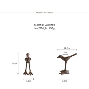 Paire de bougeoirs vintage en fonte en forme d'oiseau avec finition bronze antique