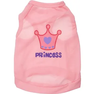 Pink dog vest with crown and Princess lettering for small dogs and cats