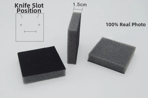 Detail view of 1.5cm black velvet EVA sponge padding insert for jewelry gift box