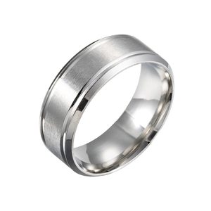 8mm gebürsteter Edelstahlring mit polierten abgeschrägten Kanten für Damen und Herren