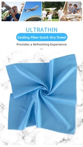 Macro shot of light blue cooling fiber quick-dry towel with wavy sawtooth edges