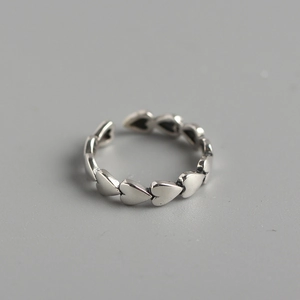 Vintage Heart Chain Ring 925 Sterling Silver Adjustable Open Design Romantic Elegant Minimalist Jewelry For Women